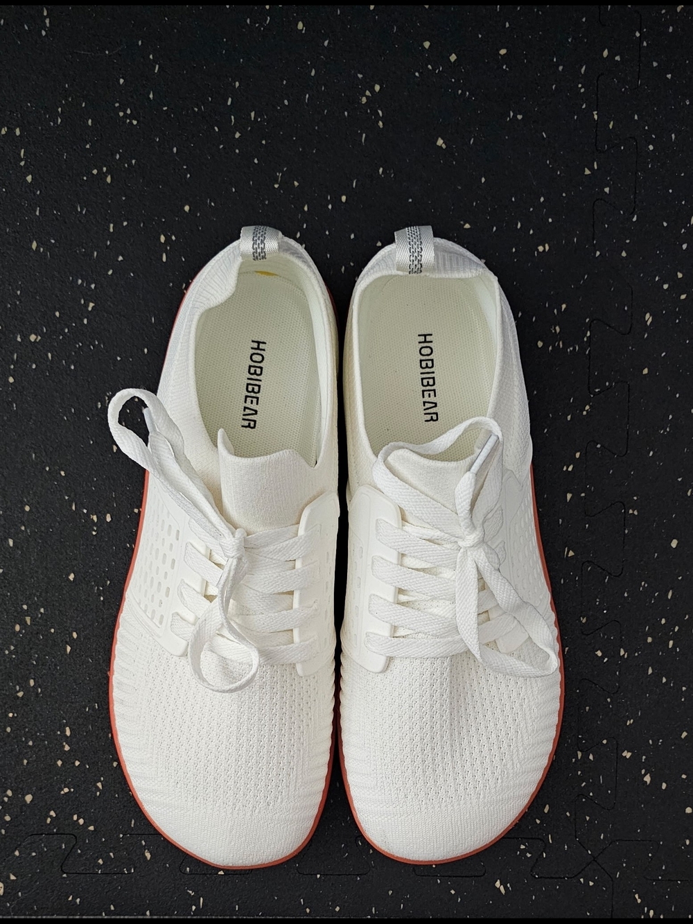 Hobibear White Knit Lace-Up Sneakers